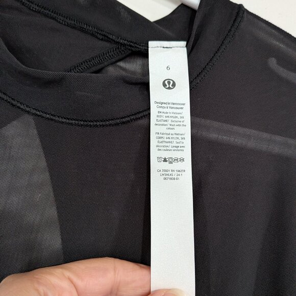 BNWT lululemon Keyhole Mesh Long Sleeve Top Black Size 6 - Picture 4 of 5